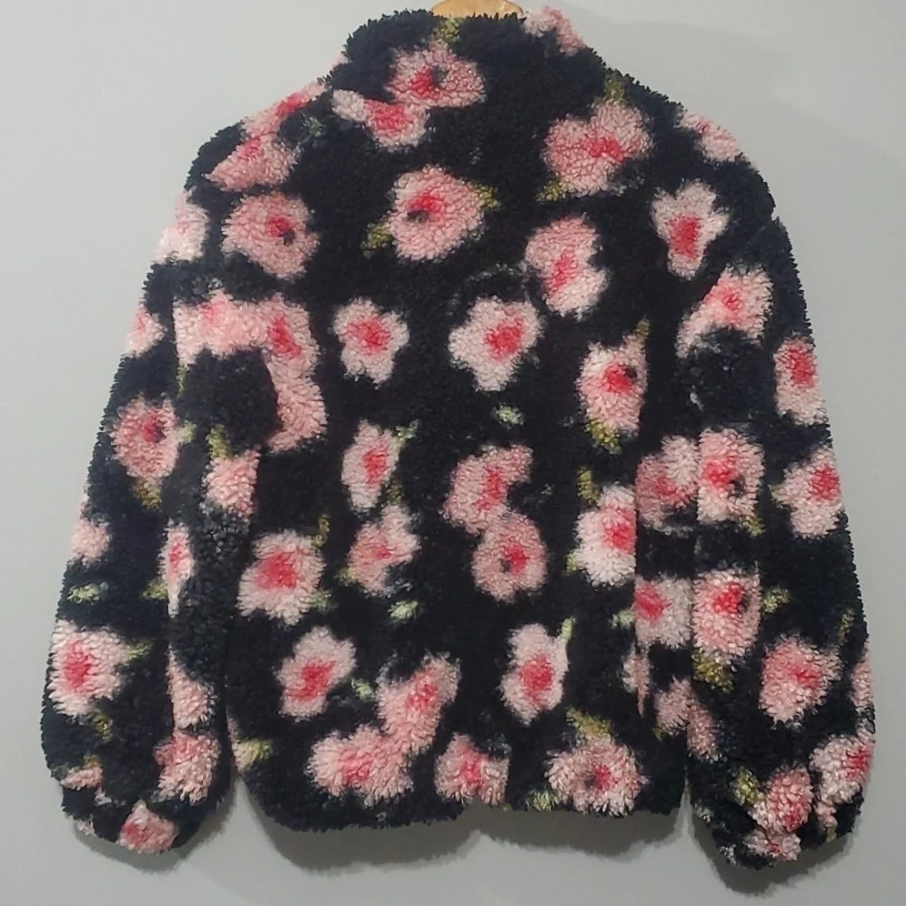 Sandy Liang X Target Jacket Women's XS Black Colorpop NYC Fleece Floral Sherpa‎